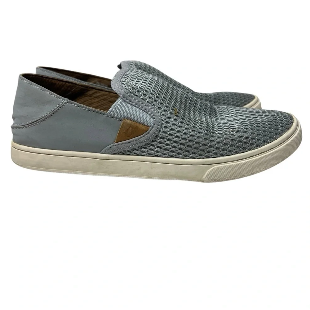 OluKai Pehuea Women’s Gray Blue SIZE 7.5 Mesh Slip On Convertible Sneakers Shoes